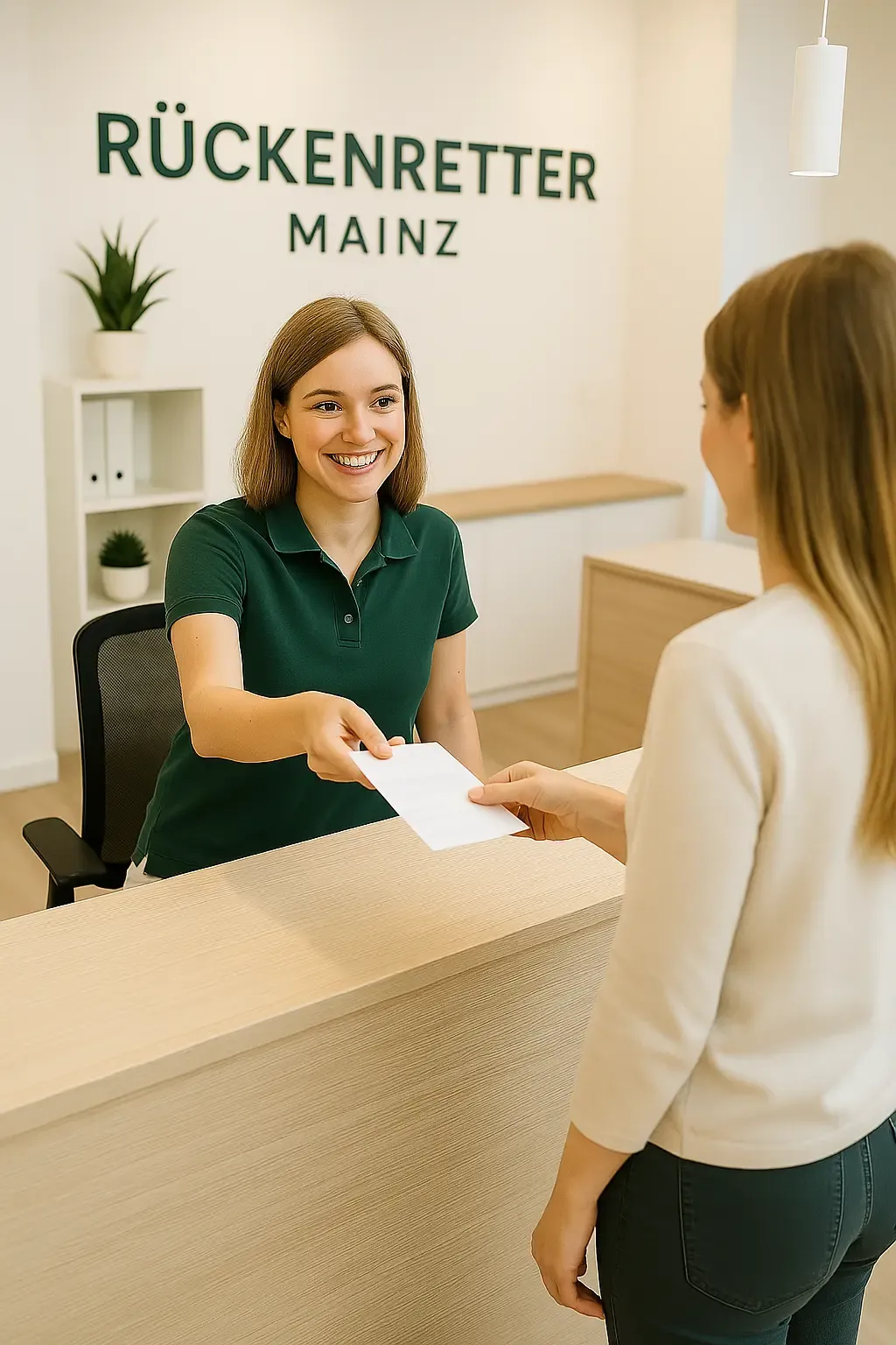 Terminvergabe an eine Patienting in der Osteopathie Praxis in Mainz